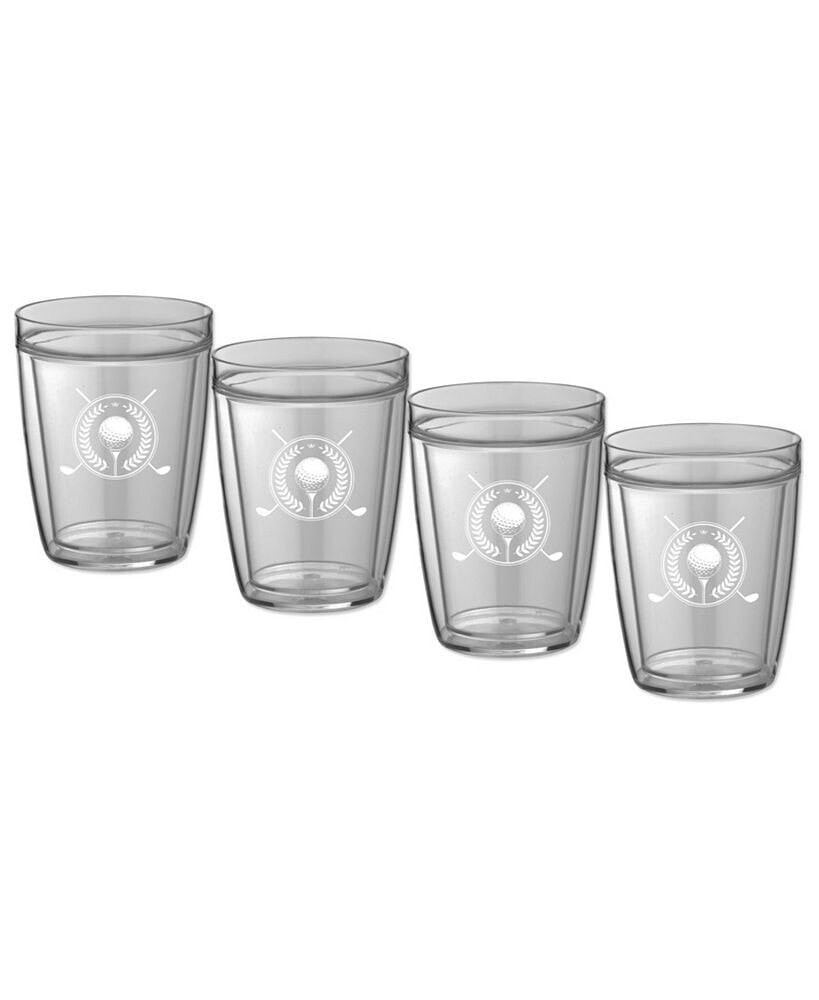 Kraftware pastimes 14 Oz Double Old Fashioned Short Drinking Golf Glass, Set of 4