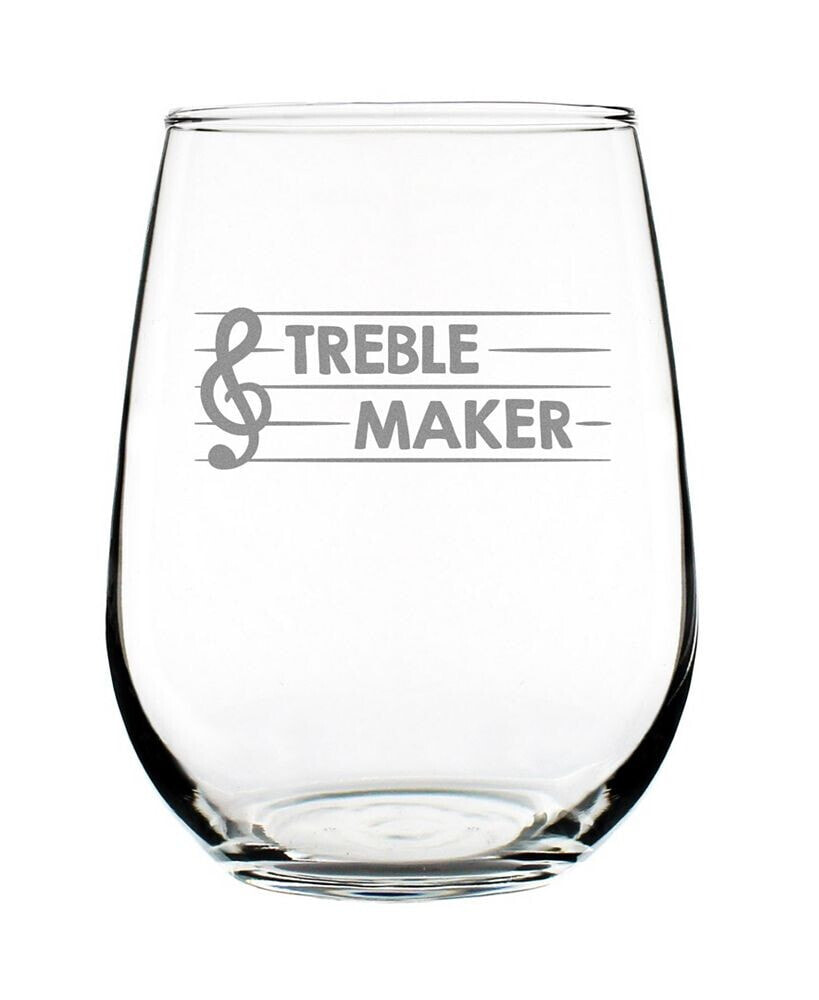 Bevvee treble Maker Musician Gifts Stem Less Wine Glass, 17 oz