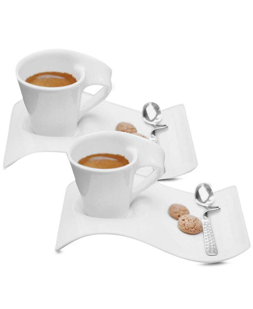 Villeroy & Boch new Wave Caffe Set of 2 Espresso Cups and Saucers