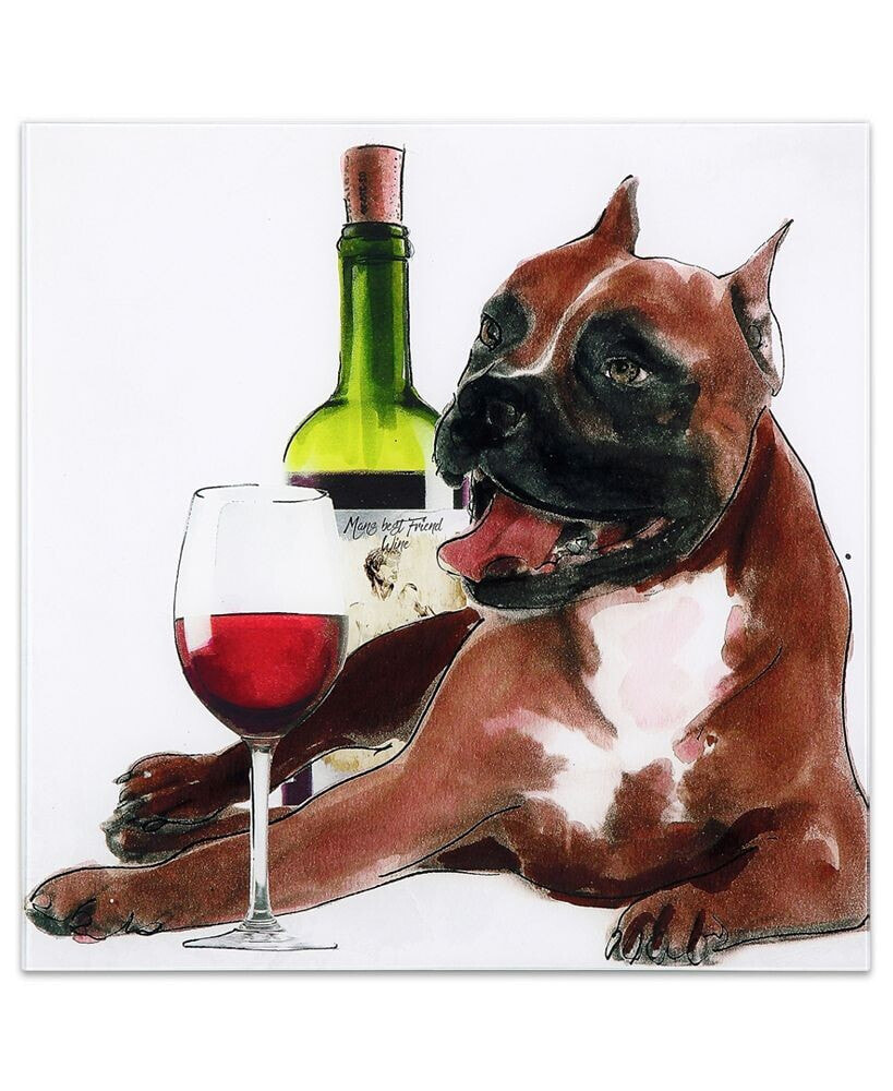 Empire Art Direct happy Hour Frameless Free Floating Tempered Glass Panel Graphic Dog Wall Art, 20