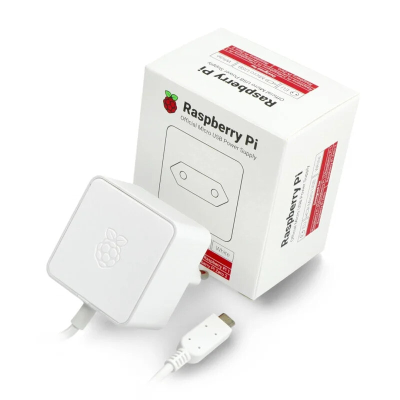 Power supply for Raspberry Pi 3B+/3A+/3B/2B/Zero/Zero 2 - microUSB 5,1V / 2,5A - original white