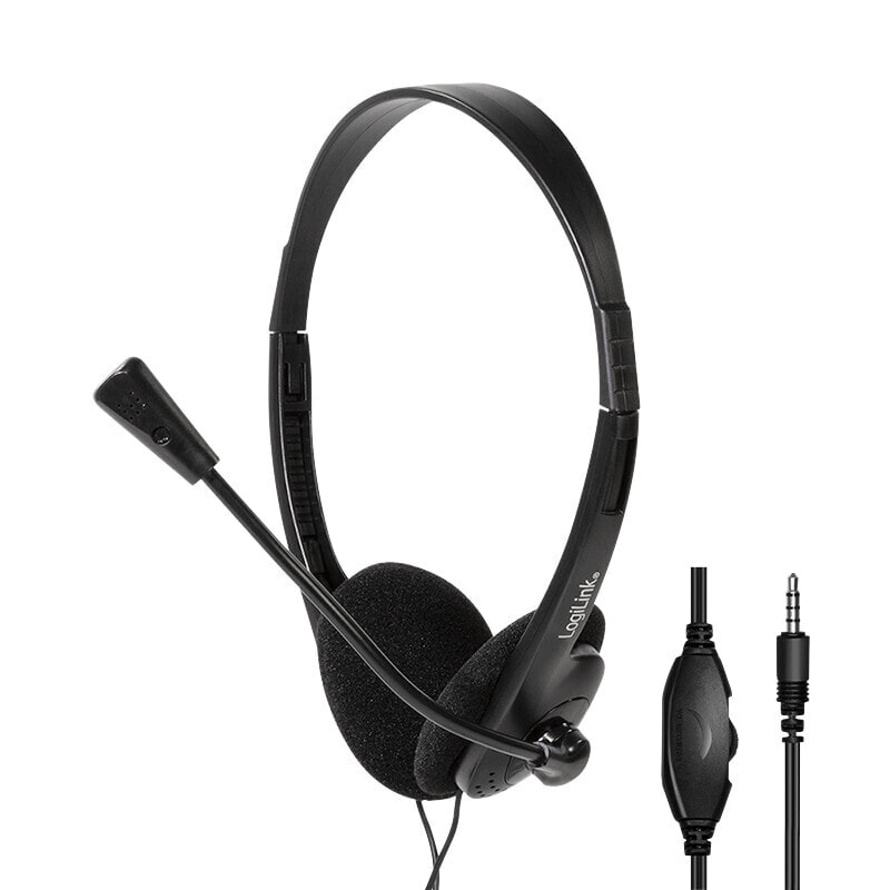 Stereo Headset mit Mikrofon schwarz Anschluss 3.5 mm Klinkenstecker integrierter - Headset