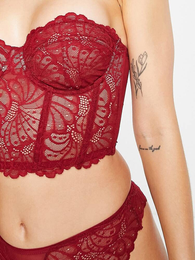 ASOS DESIGN Sienna lace underwired corset in red