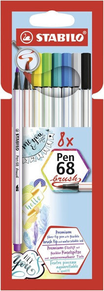 STABILO Pen 68 brush фломастер Разноцветный 8 шт 568/08-21