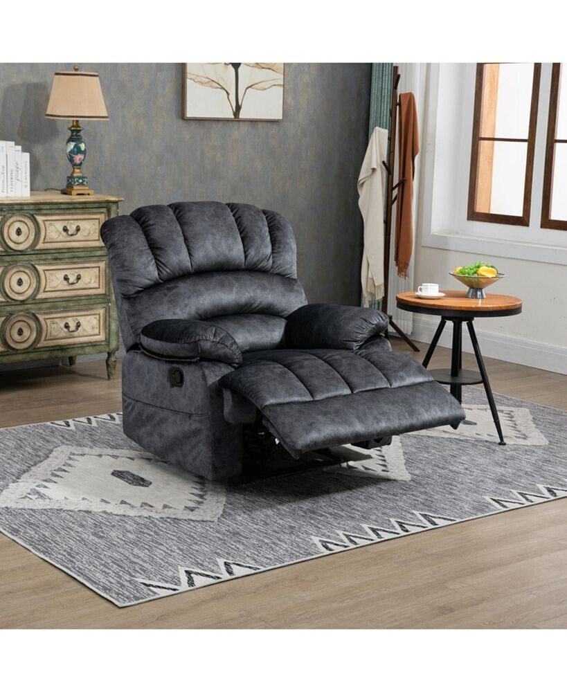 Simplie Fun large Manual Recliner Chair in Fabric for Living Room, Gray