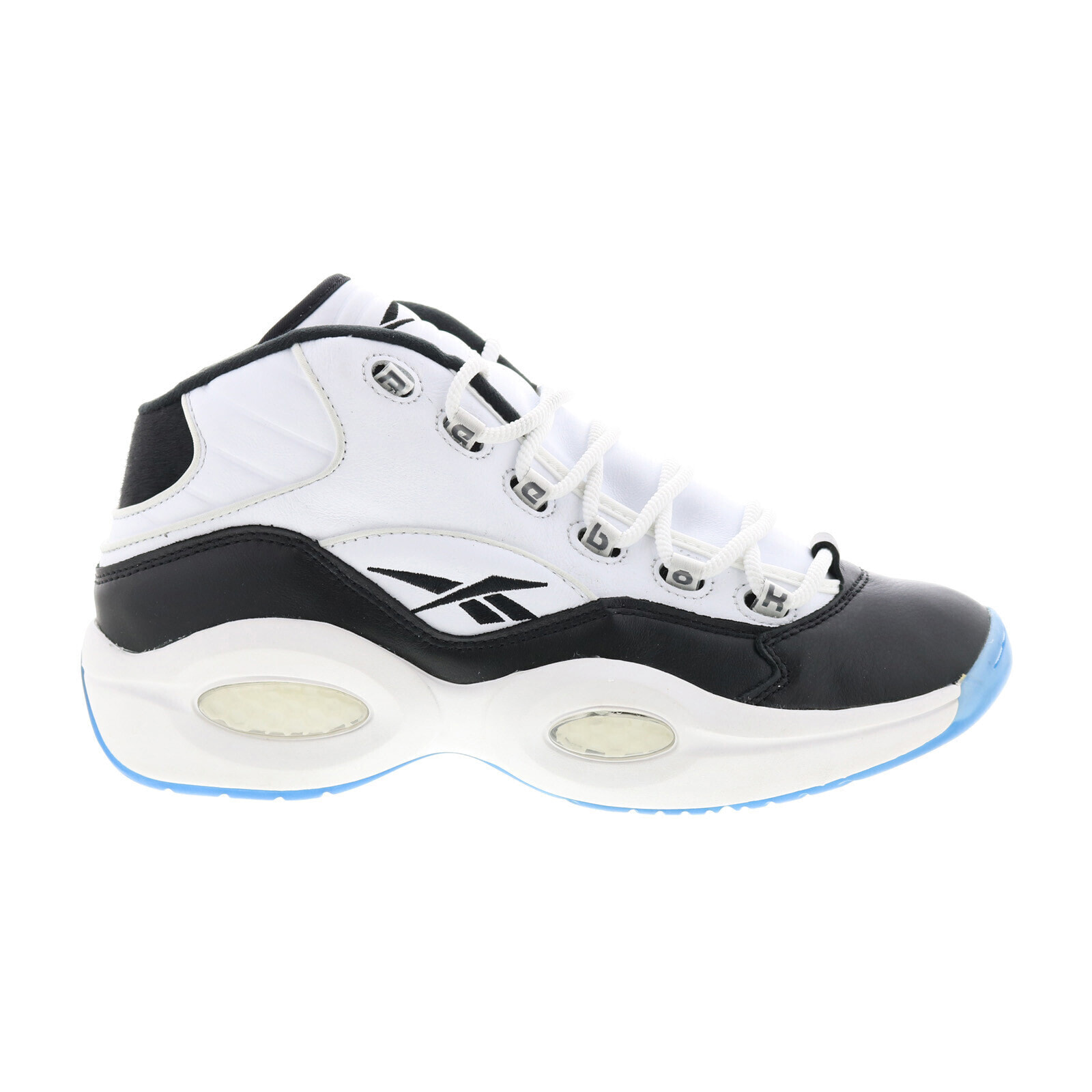 Reebok Question Mid GZ1565 Mens White Leather Athletic Basketball Shoes