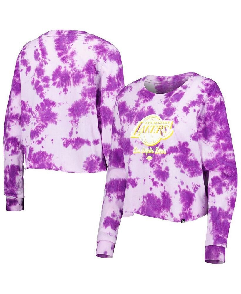 New Era women's Purple Los Angeles Lakers Tie Dye Cropped Long Sleeve T-shirt