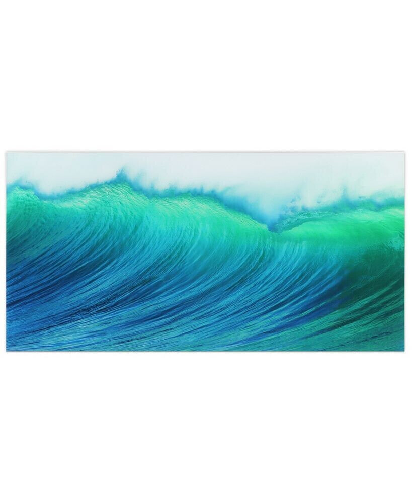 Empire Art Direct blue Wave Frameless Free Floating Tempered Art Glass Wall Art by EAD Art Coop, 36