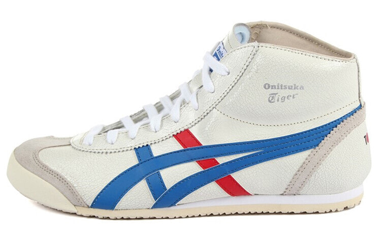 Onitsuka Tiger鬼冢虎 mexico mid-runner 皮革 防滑 中帮 运动休闲鞋 男女同款 白蓝 / Кроссовки Onitsuka Tiger Mexico Mid-Runner DL409-0142