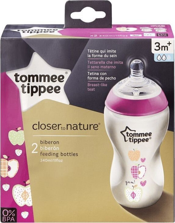 Бутылочка или ниблер для малышей Tommee Tippee Butelka dekorowana 2 x 340ml - girl