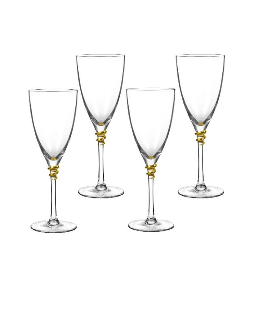 Qualia Glass helix Gold Wine Glasses, Set Of 4