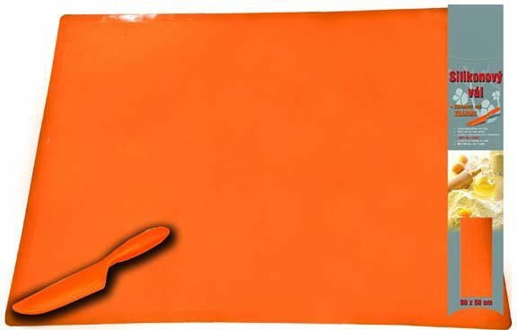 Silicone mat 60 x 50cm orange with a silicone knife