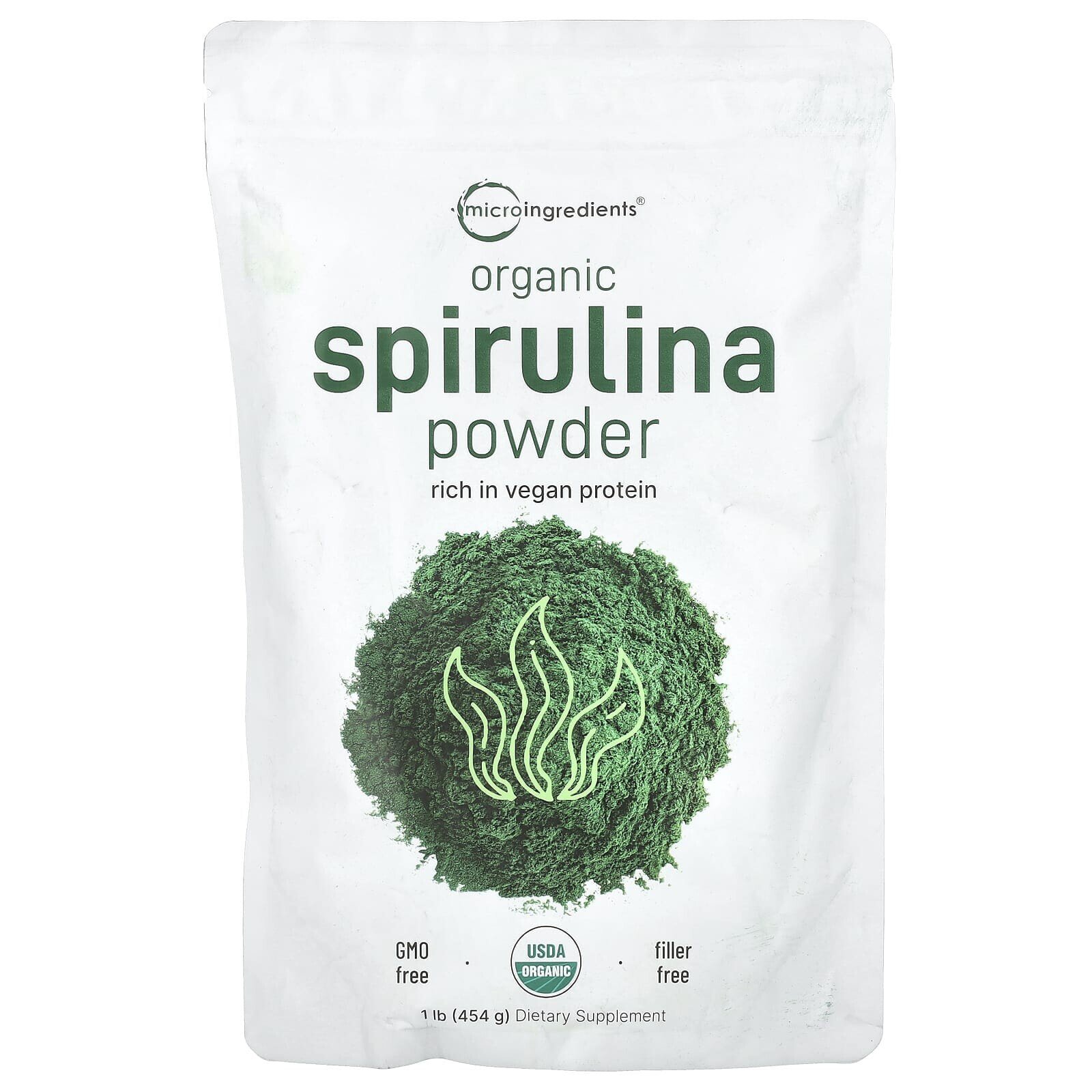 Organic Spirulina Powder, 1 lb (454 g)