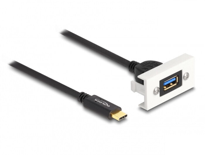 Delock Easy 45 - 1 m - USB C - USB A - USB 3.2 Gen 2 (3.1 Gen 2) - 10000 Mbit/s - Black - White