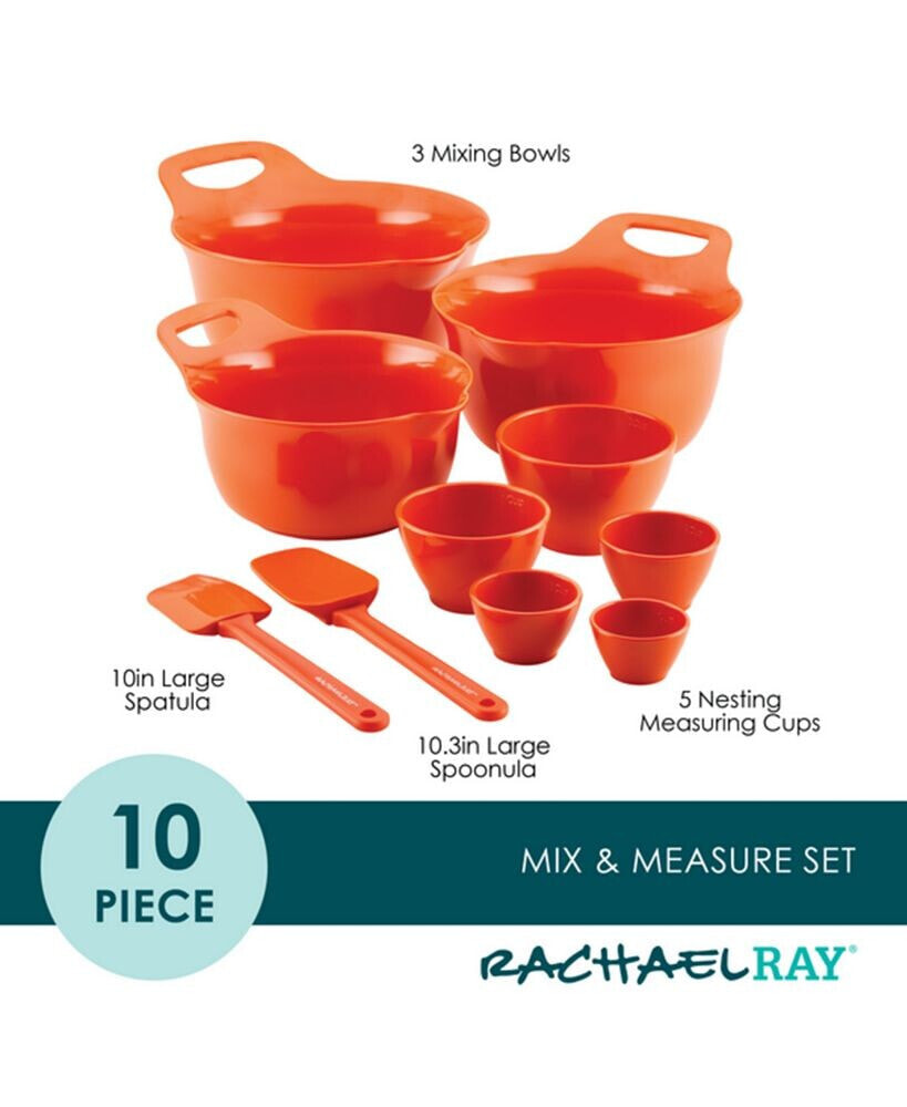 Rachael Ray 10-Pc. Mix and Measure Mixing Bowl Measuring Cup and Utensil Set