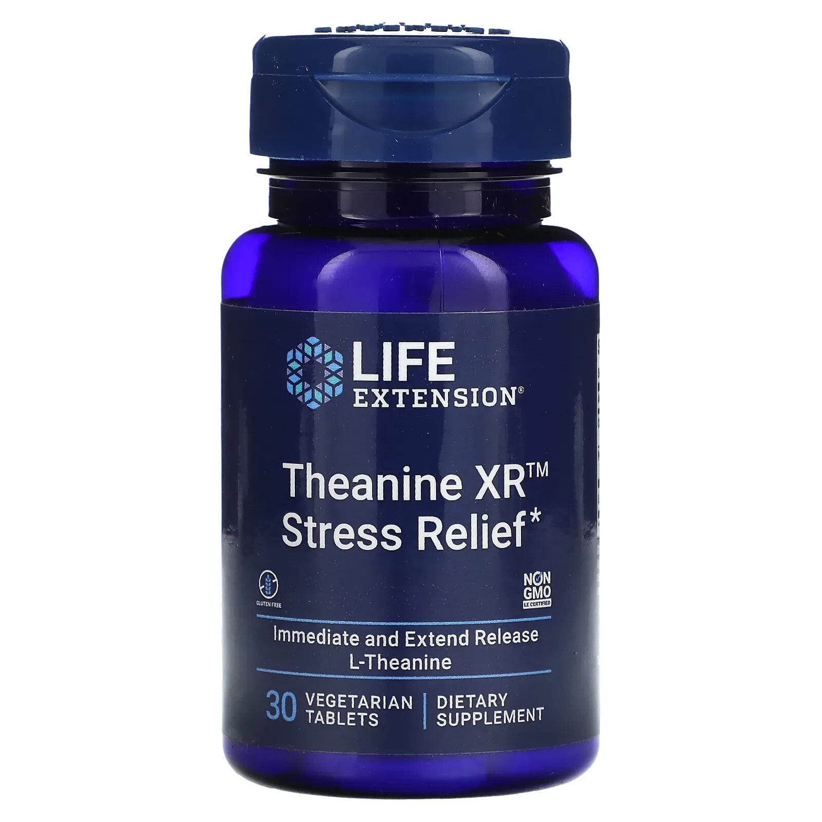 Лайф Экстэншн, Theanine XR Stress Relief, 30 вегетарианских таблеток