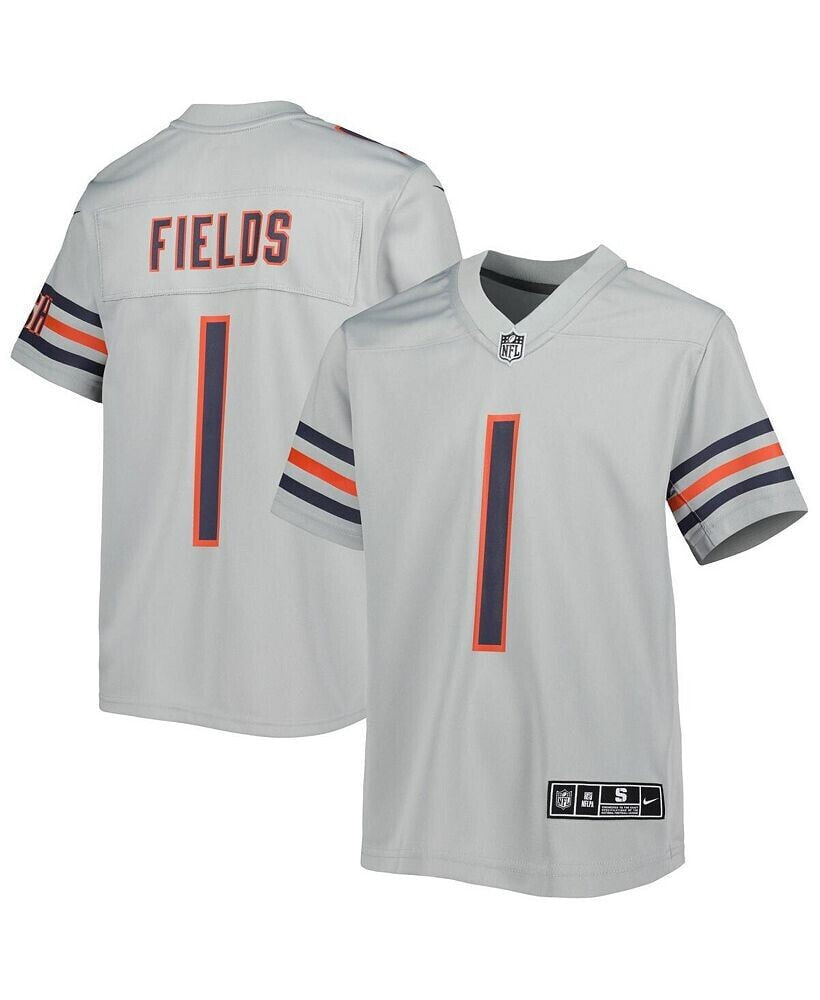 Nike big Boys Justin Fields Gray Chicago Bears Inverted Game Jersey