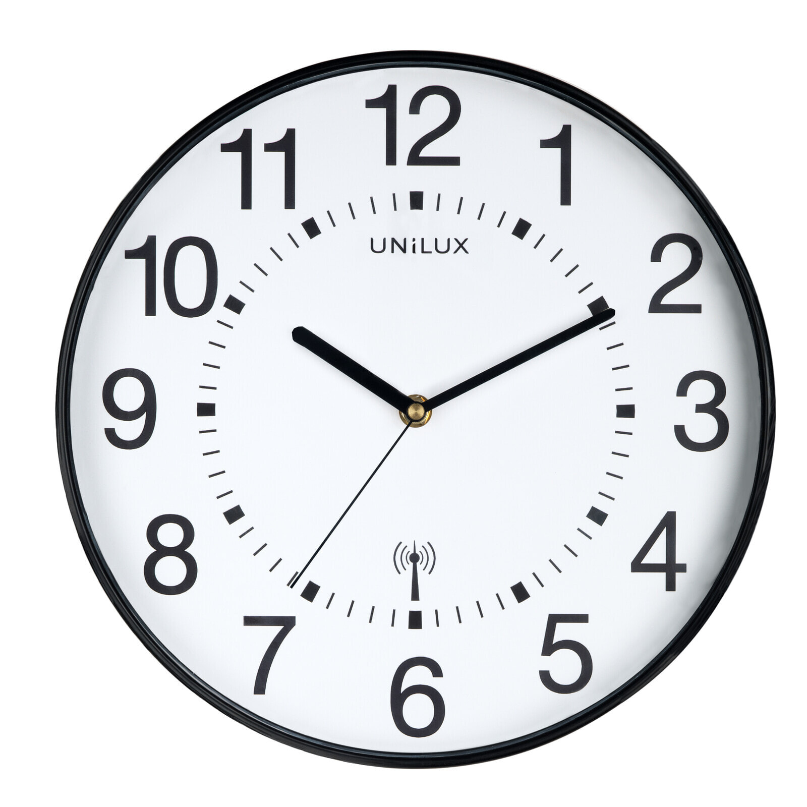 Unilux WAVE - Atomic wall clock - Round - Black - Acrylonitrile butadiene styrene (ABS) - Plastic - Glass - Classic