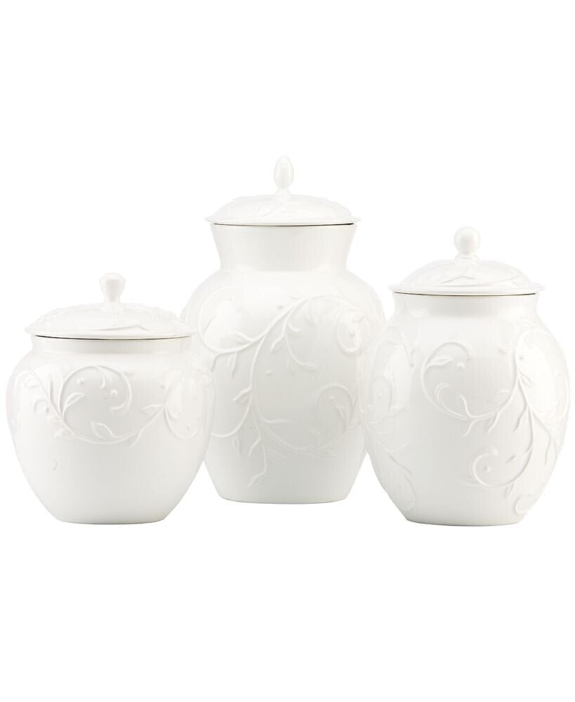 Canisters, Set of 3 Opal Innocence Carved
