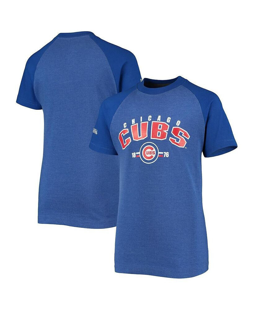 Stitches big Boys Heather Royal Chicago Cubs Raglan T-shirt