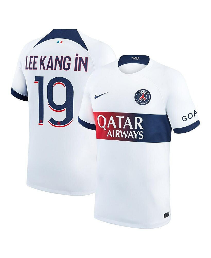 Nike men's Lee Kang In White Paris Saint-Germain 2023/24 Away Stadium Replica Player Jersey
