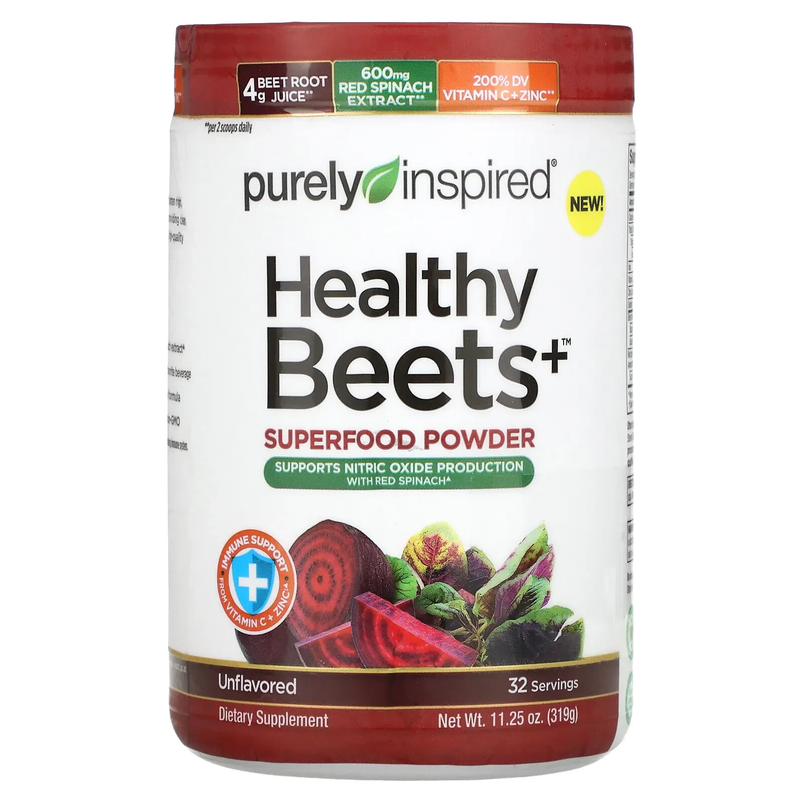 Пурели Инспиред, Healthy Beets+ Superfood Powder, Unflavored, 11.25 oz (319 g)