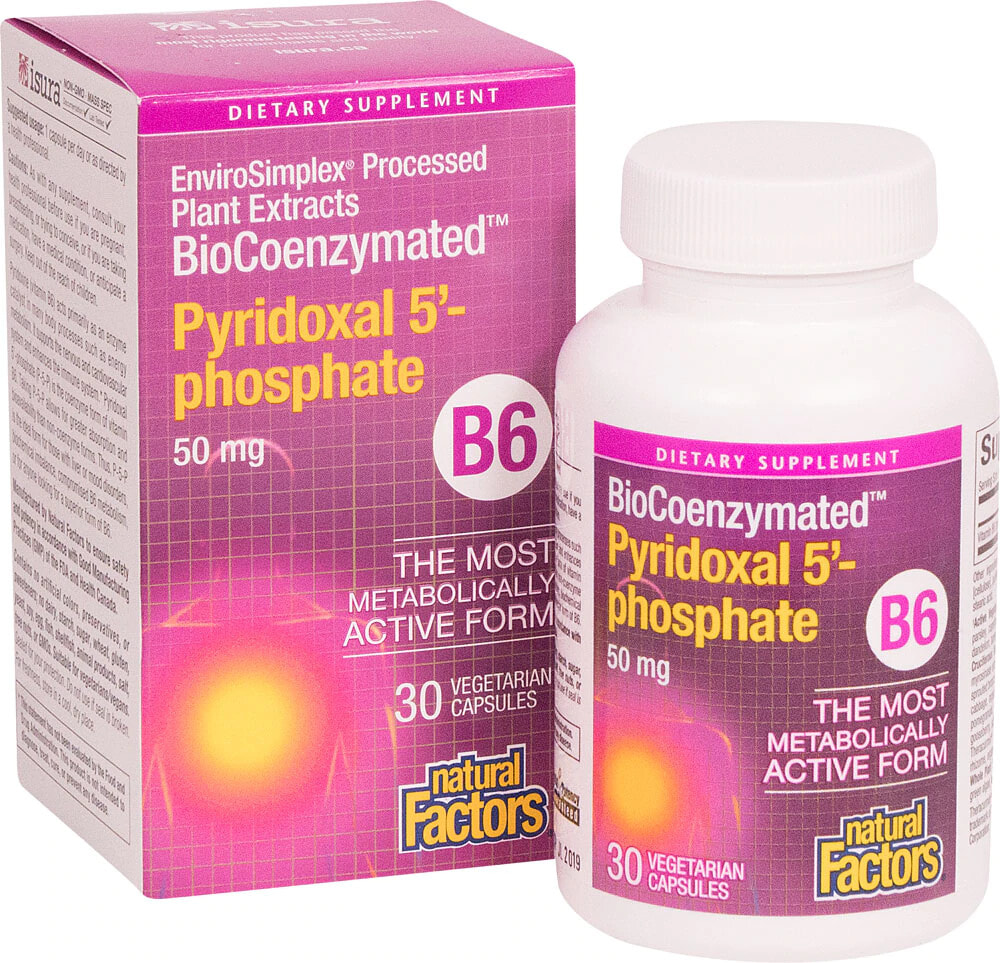 Natural Factors BioCoenzymated Pyridoxal 5'-phosphate Пиридоксаль 5'-фосфат 50 мг 30 вегетарианских капсул