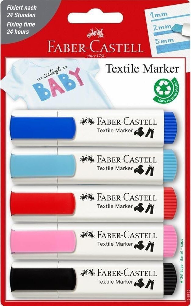 Набор фломастеров для рисования Faber-Castell Markery do tkanin zestaw Baby Shower 5szt