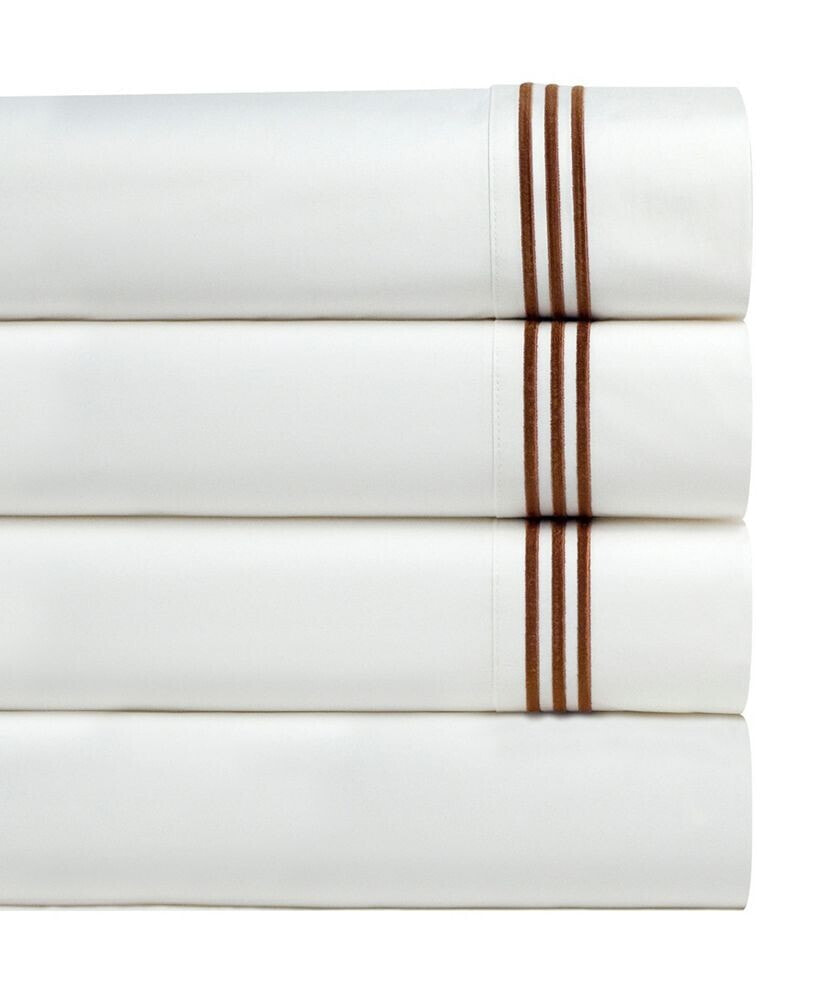 Pointehaven 300 Thread Count Embroidered Cotton Oversized Percale Sheet Set, California King