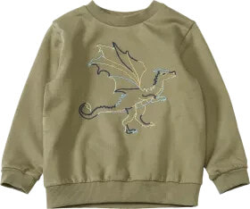 Sweatshirt mit Drachen-Stickerei, grün,, Gr. 110, 1 St