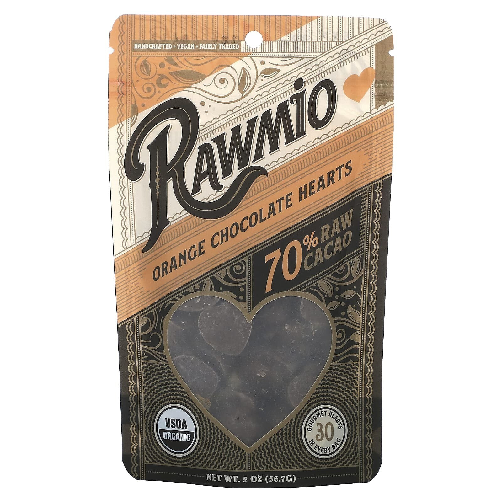 Oat Mild Chocolate Hearts, 50% Raw Cacao, 2 oz (56.7 g)