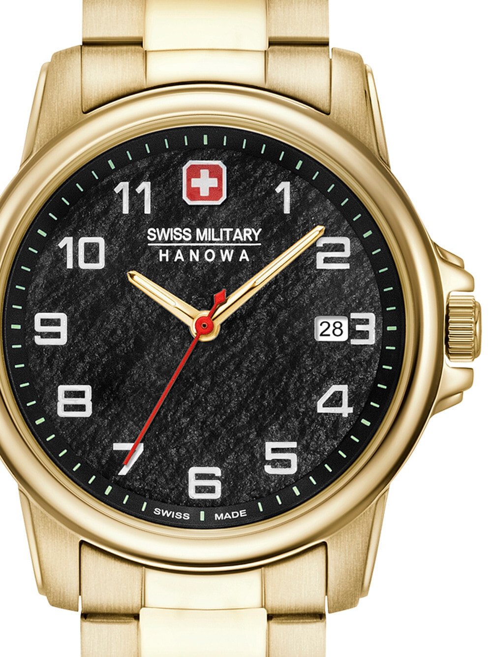 Мужские наручные часы с золотым браслетом Swiss Military Hanowa 06-5231.7.02.007 Swiss Rock 39mm 5ATM