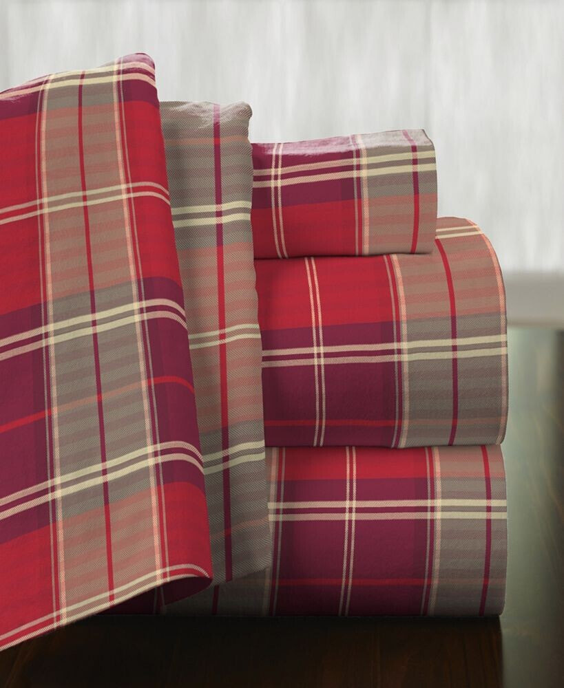 Pointehaven piedmont Plaid Superior Weight Cotton Flannel Sheet Set, California King