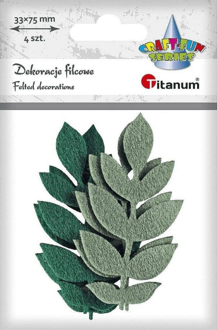 Titanum Felt leaves on a twig, mix 4 pcs