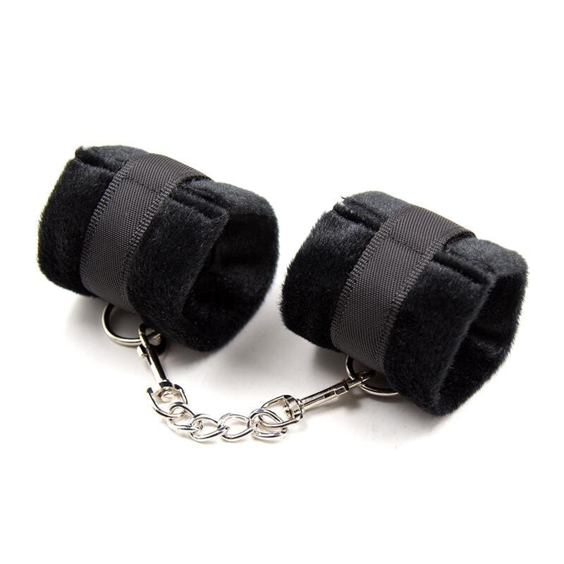 Наручники или фиксатор для БДСМ INTOYOU BDSM LINE Handcuffs with Velcro with Long Fur Black