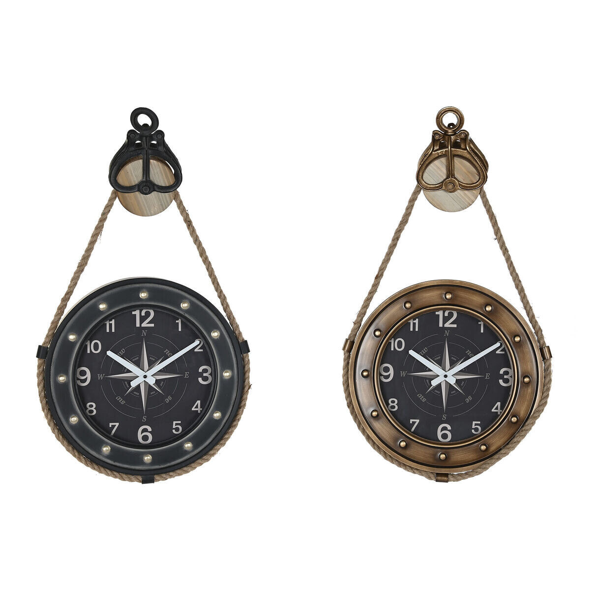Настенное часы DKD Home Decor 43 x 8 x 71 cm Стеклянный Чёрный Позолоченный Железо (2 штук)