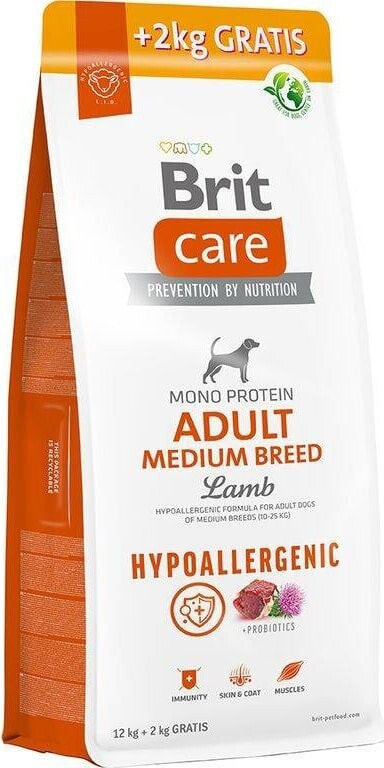 Brit BRIT CARE Dog Hypoallergenic Adult Medium Breed Lamb 12kg+2kg