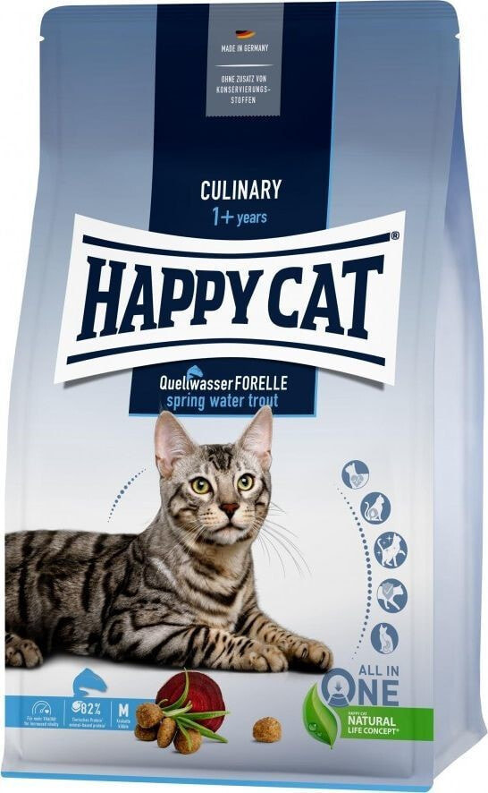 Happy Cat Culinary Spring Water Trout, sucha karma, dla kotów dorosłych, pstrąg, bez kurczaka, 4 kg, worek