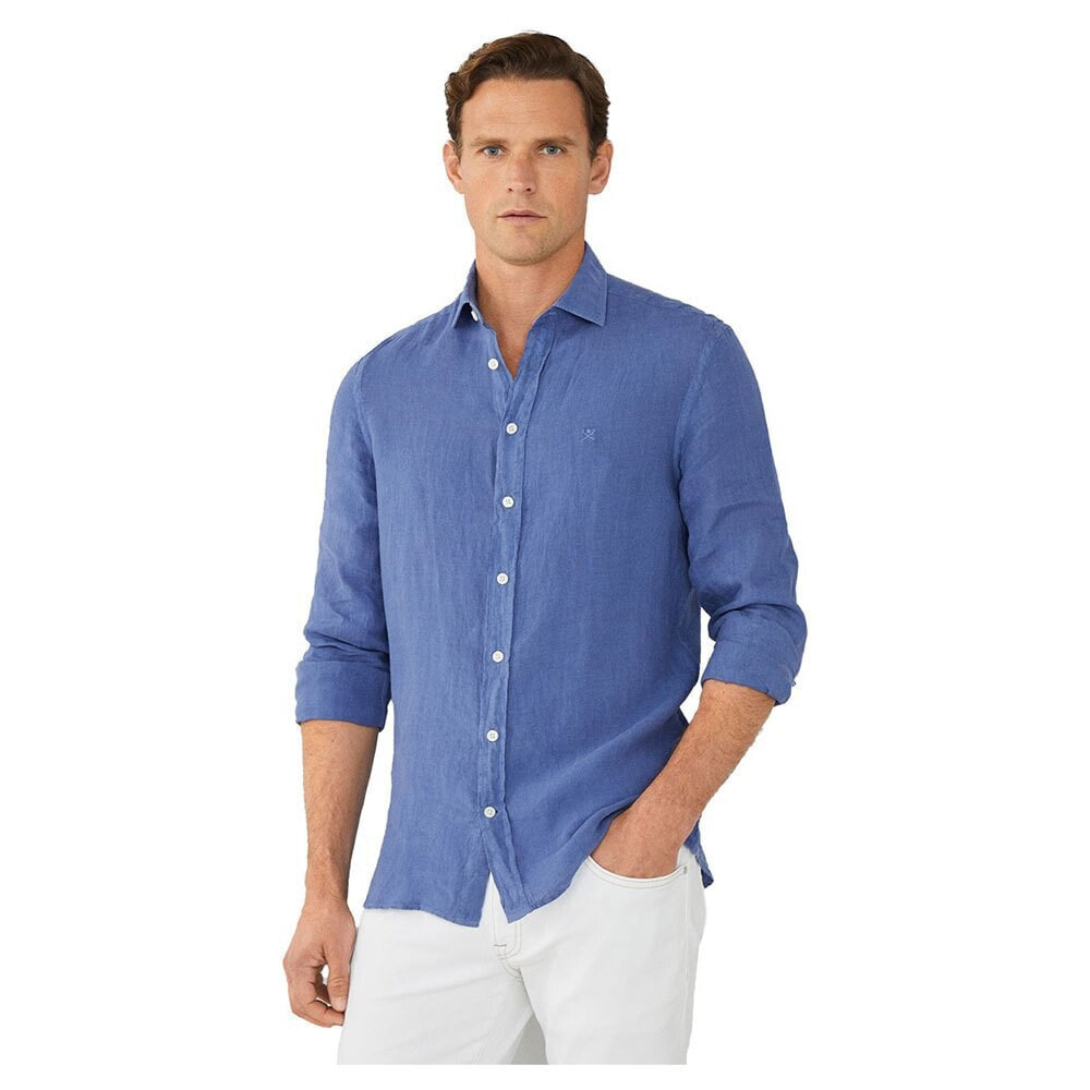 HACKETT Garment Dye Linen Long Sleeve Shirt