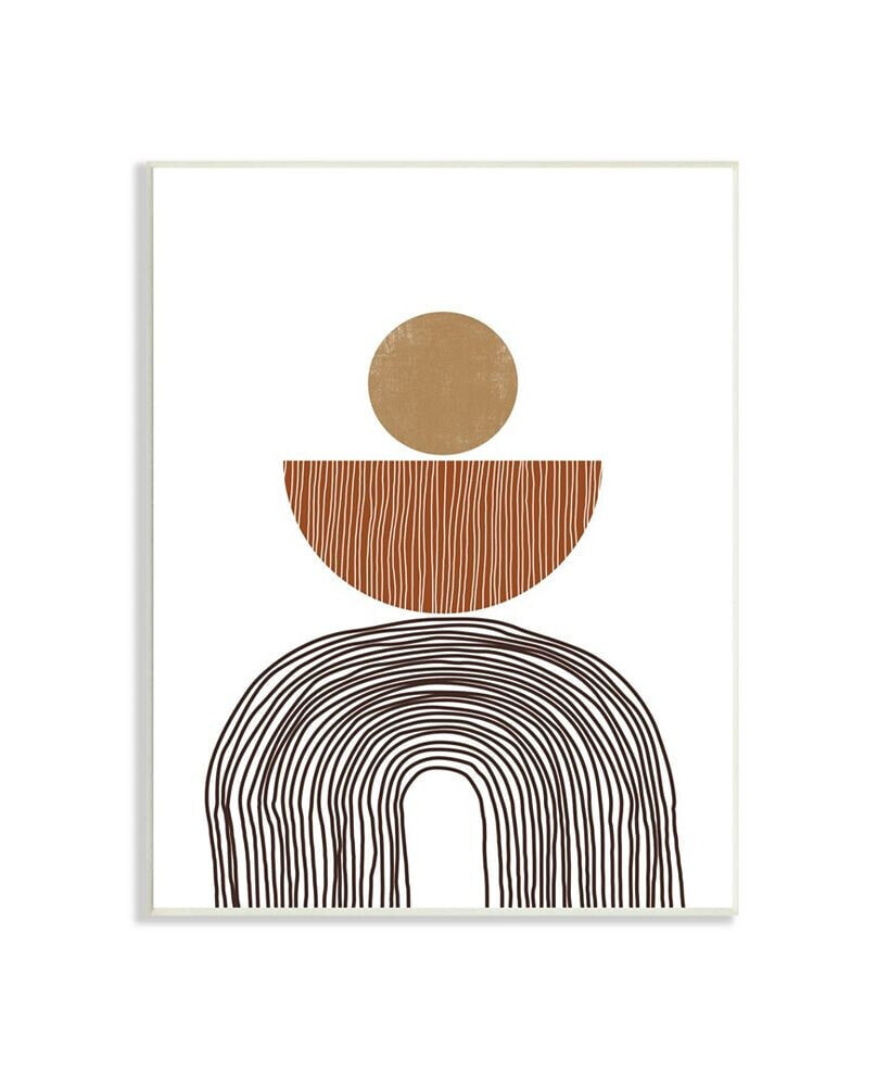 Stupell Industries boho Shapes Stacked Abstract Round Curves Brown White Art, 13