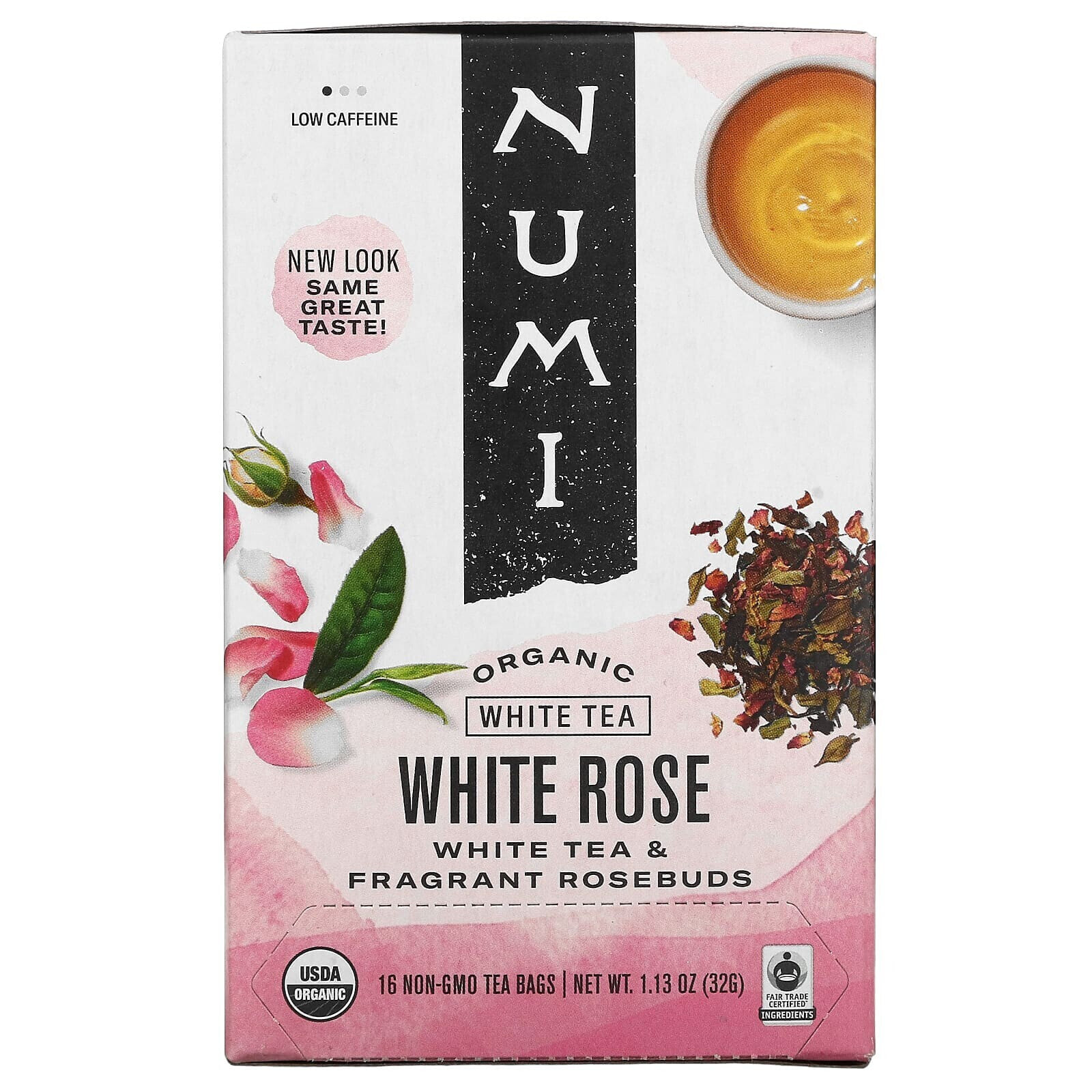 Нуми Ти, органический чай, белый чай, белая роза, 16 чайных пакетиков, 32 г (1,13 унции)