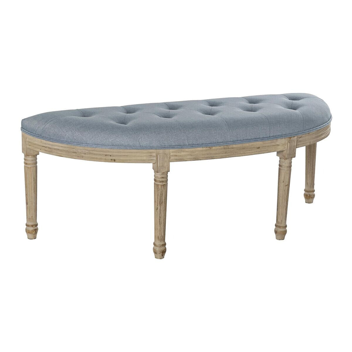 Bench DKD Home Decor Natural Blue Polyester Velvet Rubber wood (125 x 43 x 48 cm)