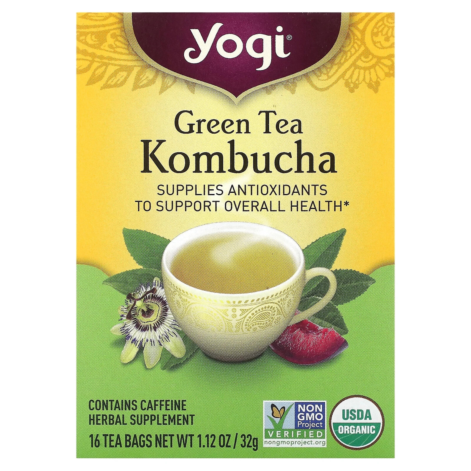 Yogi Tea, Зеленый чай Pure Green Decaf, 16 чайных пакетиков, 1.09 унций (31 г)