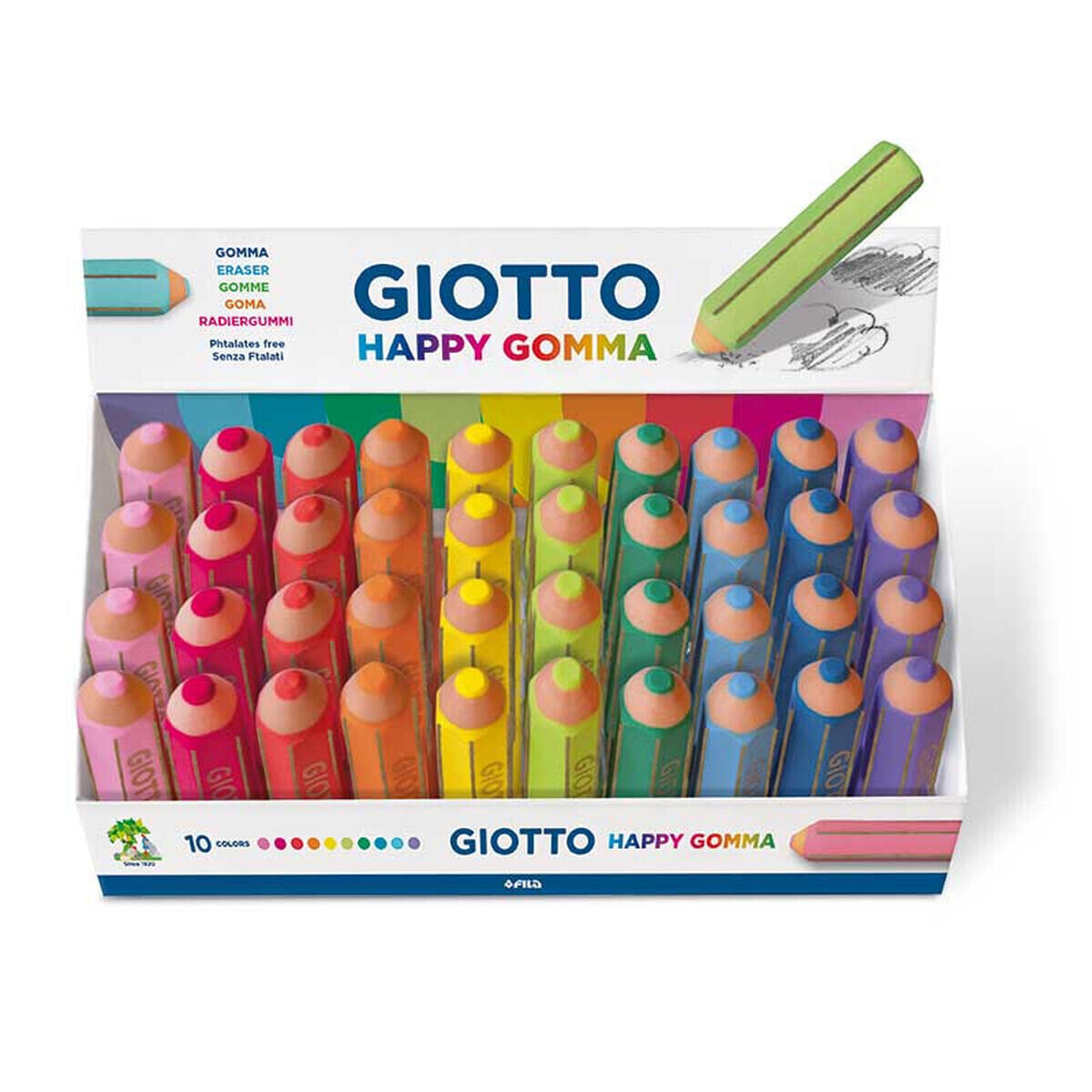 Ластик Giotto Happy Gomma Разноцветный 40 Предметы