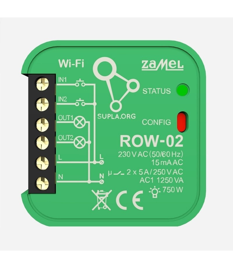 Zamel SUPLA In-wall receiver WI-FI 2-channel bidirectional (ROW-02 SPL10000003)