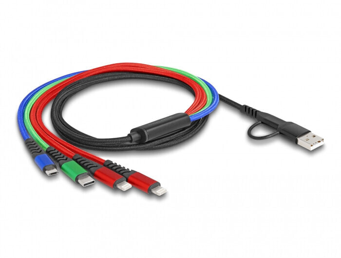 87884 - 1.2 m - USB A/USB C - USB 2.0 - Black - Blue - Green - Red