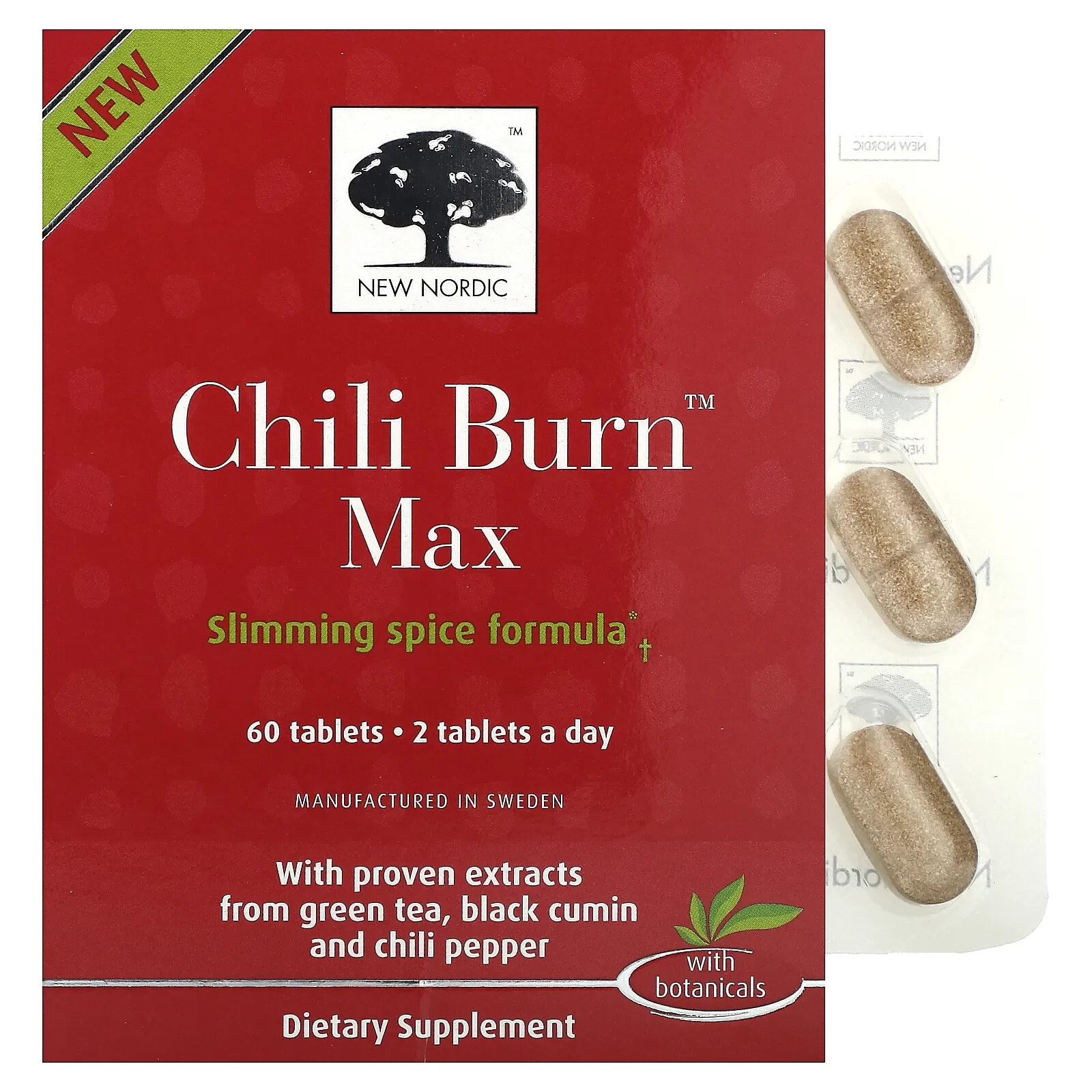 New Nordic US Inc, Chili Burn Max, 60 таблеток