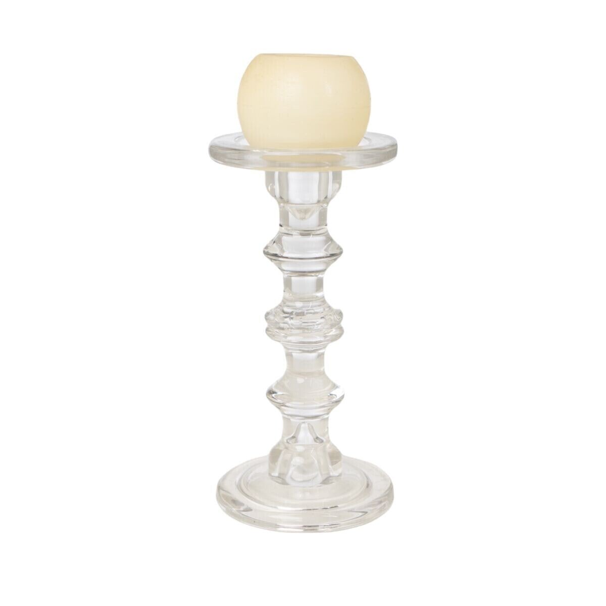 Candleholder Romimex Transparent Glass 13 x 35 x 13 cm