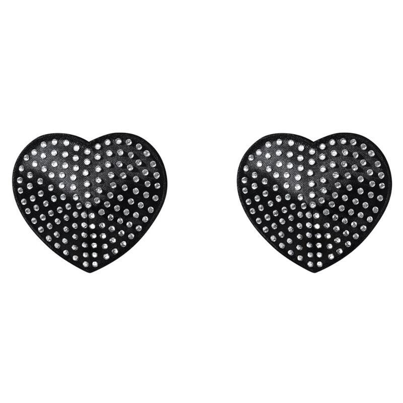Аксессуар для взрослых Obsessive A750 Heart Nipple Coevrs with Crystals One Size