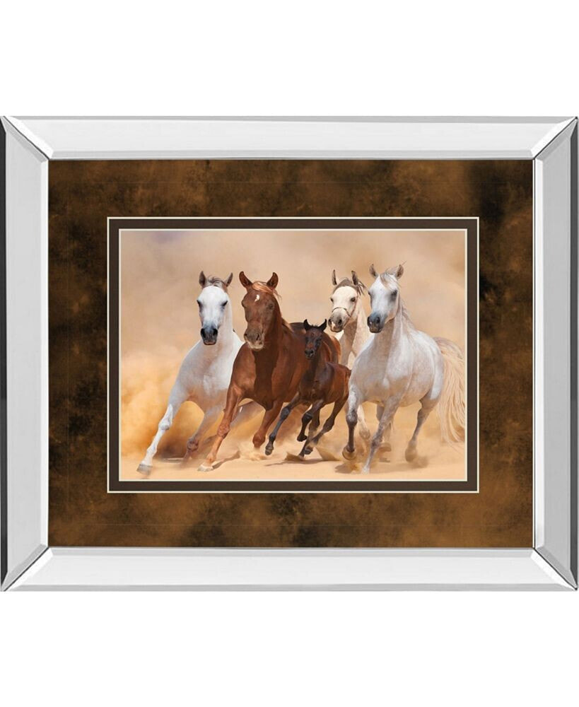 Classy Art horses in Dust by Loya Ya Mirror Framed Print Wall Art, 34